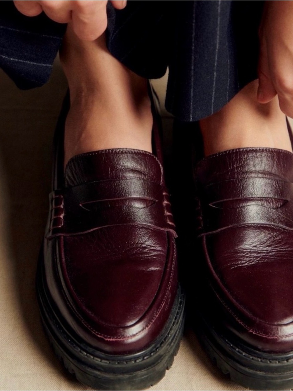 MUST GO - NEW IN BOX Sezane Albane Burgundy Brown Loafers Women 37 Size 6 / 7